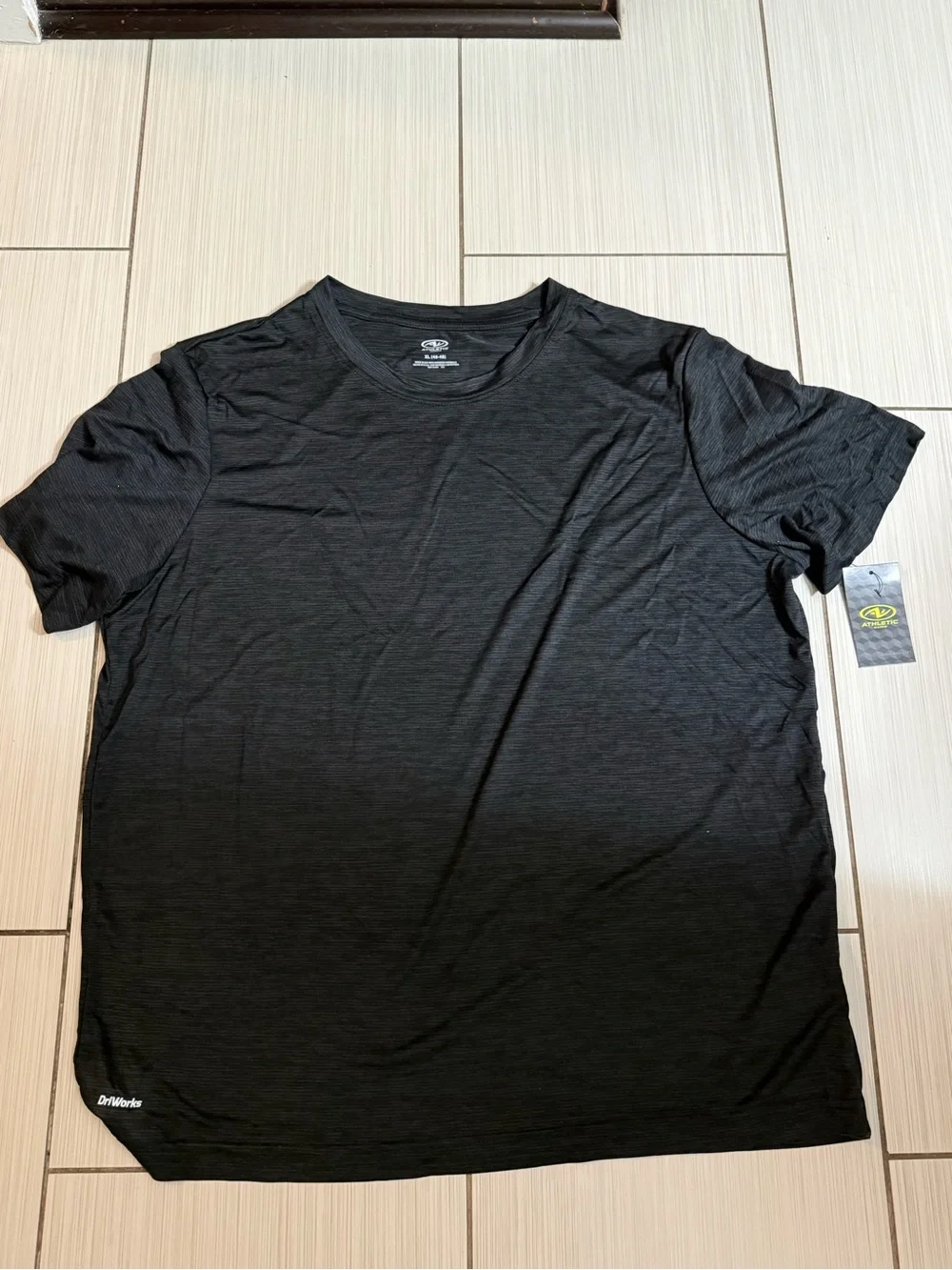Athletic Works rich Black stripe Short-Sleeve Crewneck T-Shirt XL nwt